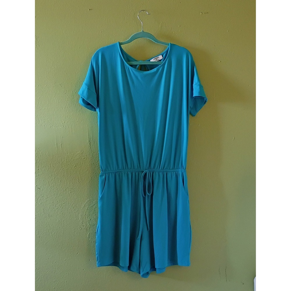 Y2K Athleisure Loungewear  Romper Turquoise Blue Elastic Waist Keyhole Back 1X